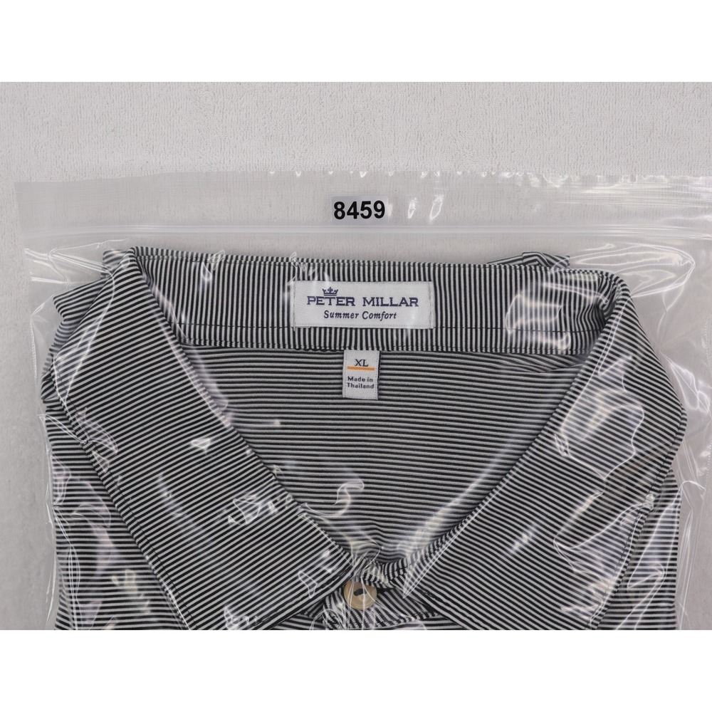 TCU Horned Frogs Peter Millar Polo Mens XL Black White Striped Summer Comfort - Picture 11 of 11
